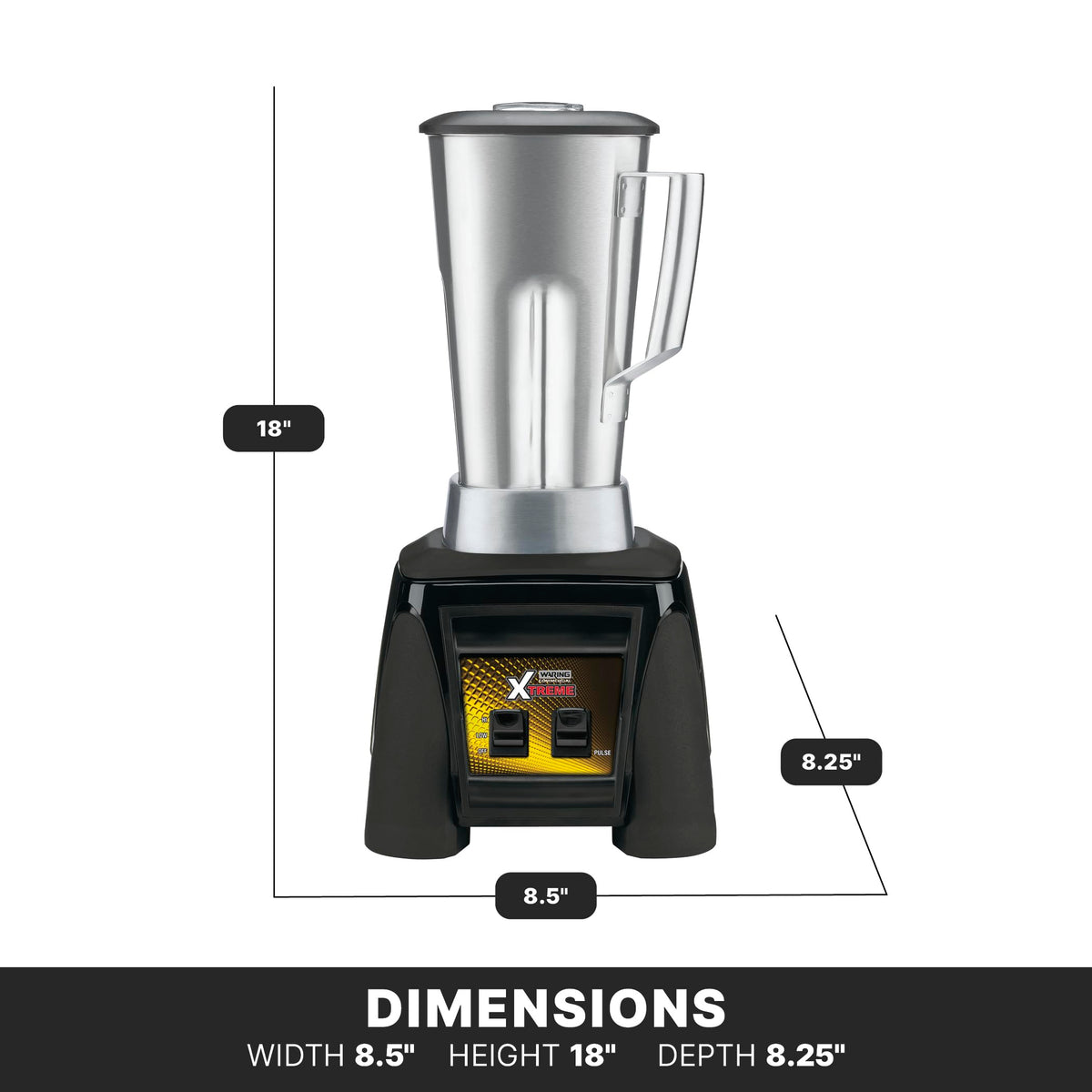 Blender with Paddle Switches & 64 oz. Stainless Steel Jar by Waring – 64 Ounce Stainless Steel Container, 64.0 fluid_ounces, Plastic, Black, Model MX1000XTS