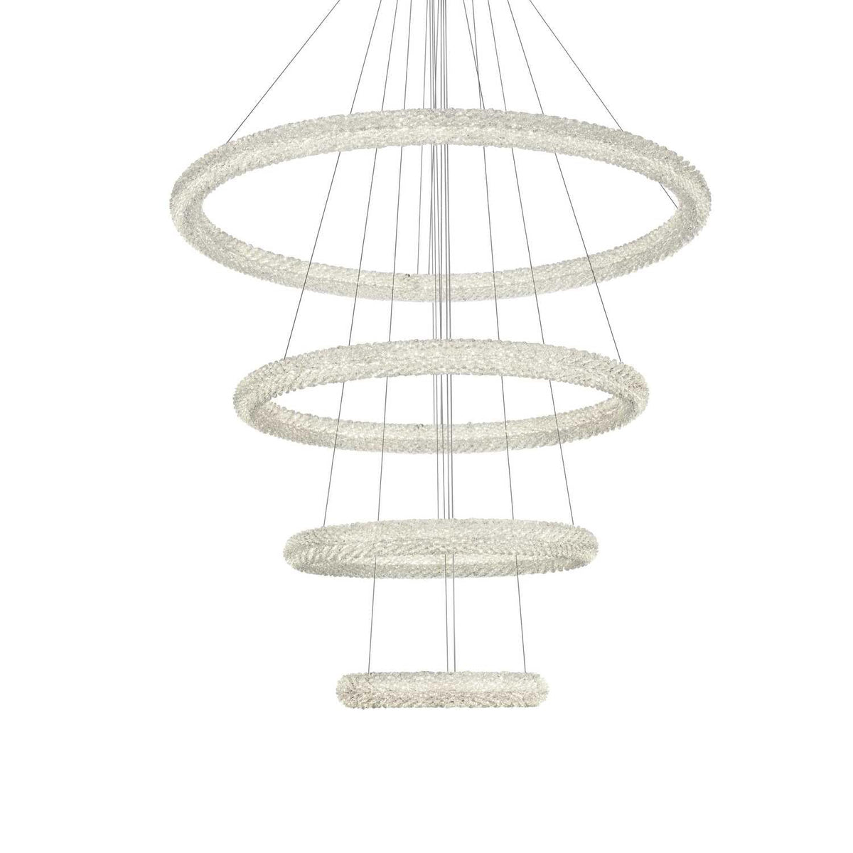 Bowen LED Chandelier Satin Gold by Lighting Design – Iron and Crystal, Satin Gold, Model 3800G41SG