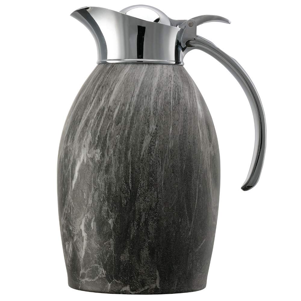 Carafe, 1 Liter Capacity, Hydro-Dipped Gray Marble Finish, (Case of 6) by Service Ideas – 33.8 Ounces, 1.0 liters, Stainless Steel, Pack of 6, Model 981C10BSGM