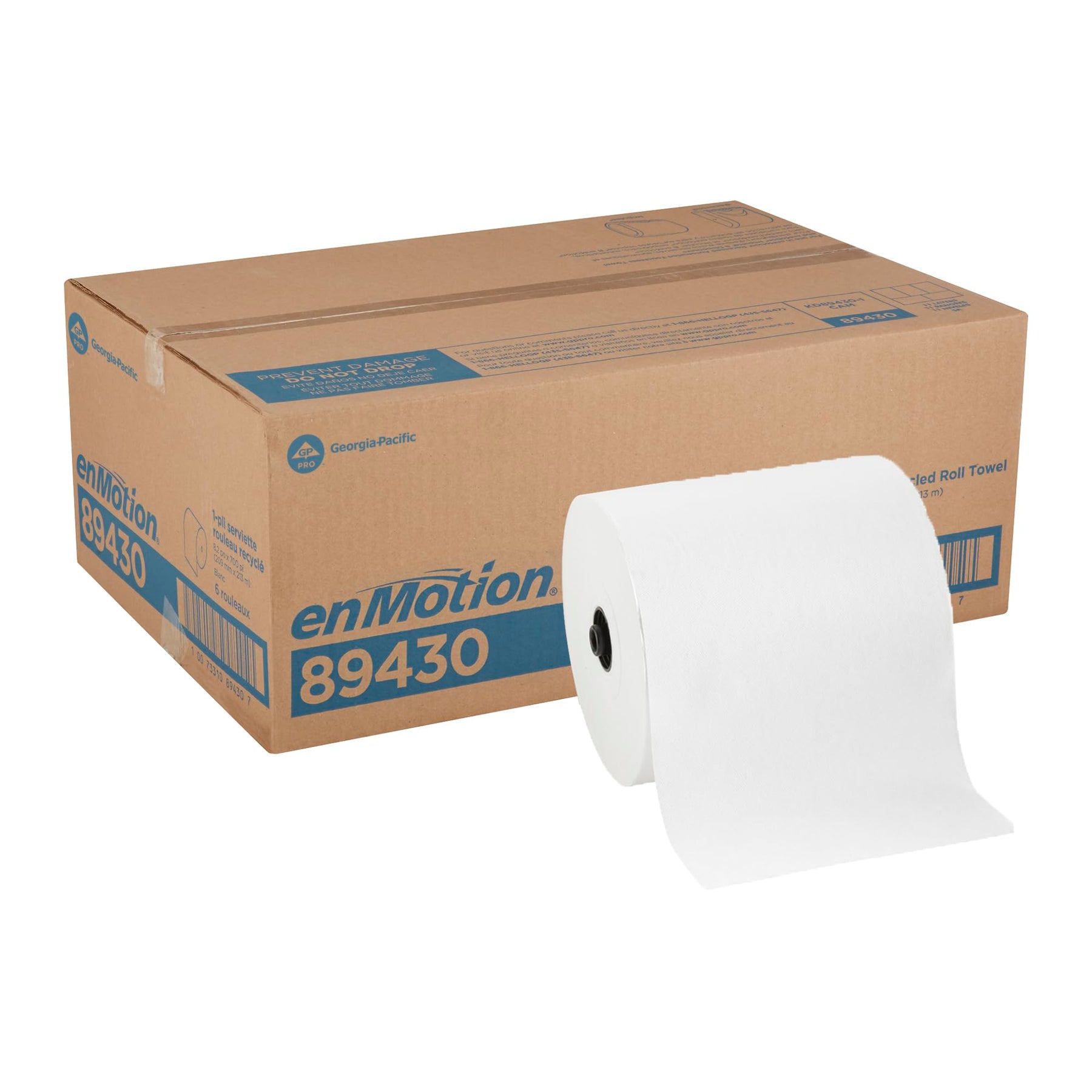 Georgia-Pacific, enMotion, 8 Inch, 700 Linear Ft Paper Towel Roll, White, 6‑Roll Case, 89430