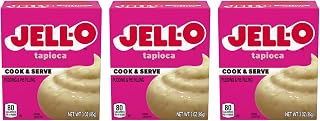Jell-O Cook & Serve Pudding & Pie Filling, Tapioca Flavored, Fat Free, Quick & Easy Dessert, 3 oz (Pack of 3)