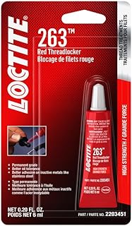 Loctite 263 Automotive Threadlocker Red – High Strength Thread Lock, General Purpose Applications, Oil Tolerant, Fluorescent - 6 ml, 1 Pack