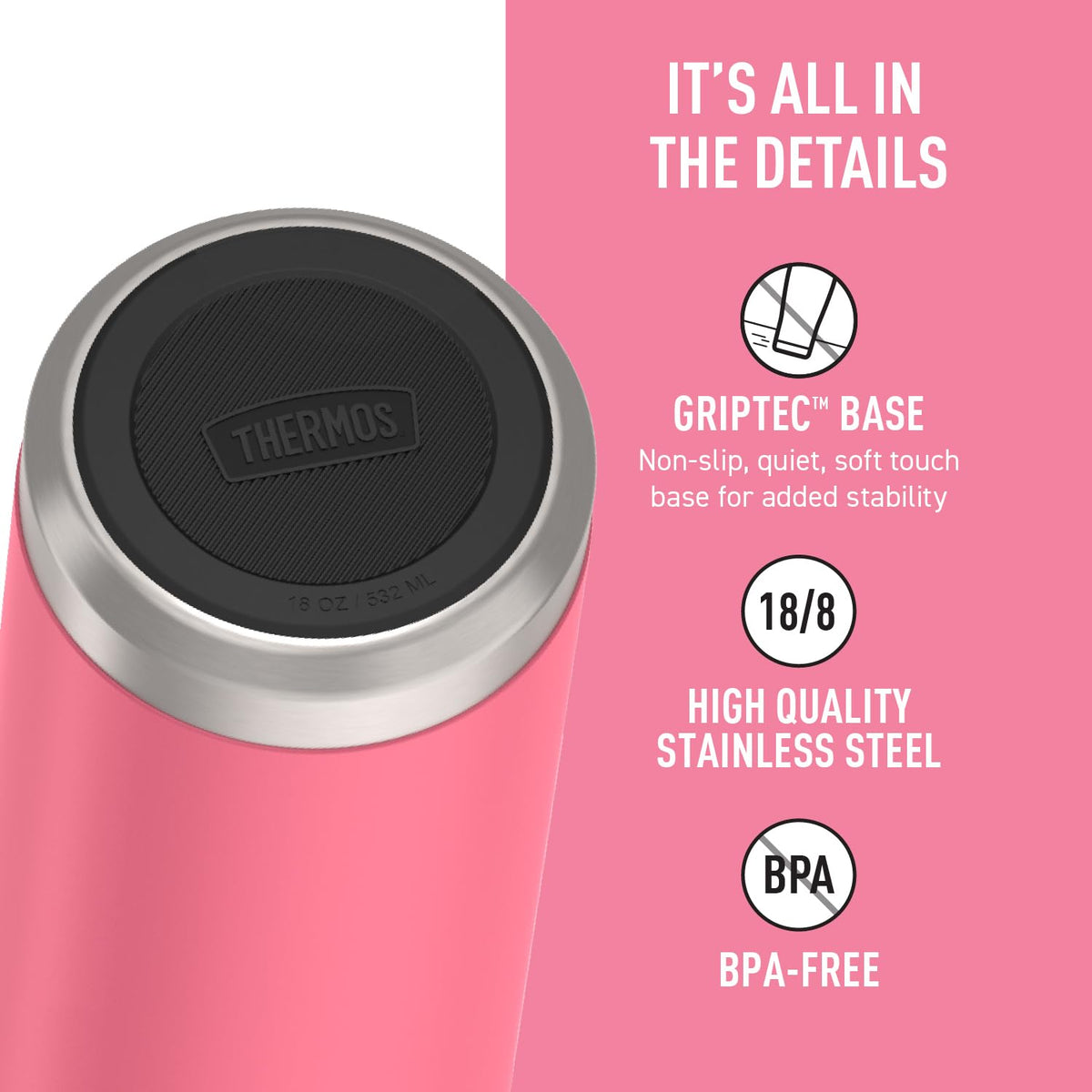 THERMOS 18 Ounces / Hot Pink / Straw Thermoses