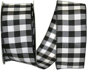 Reliant Ribbon Check Gingham Medium Wired Edge Ribbon, 1-1/2 Inch X 10 Yards, Black