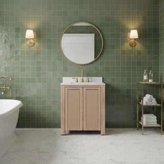 Belmont 30 in. Single Sink Pre-Assembled Transitional Style Bathroom Vanity by Water Creation – 30" Width, Wood, Toffee Latte
