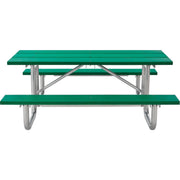 Outdoor 8'L Rectangular Picnic Table by Global Industrial – Recycled Plastic & Steel, Green, Model 271675GN