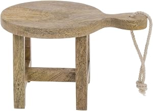 Hubert Display Riser with Cutting Board Shape Round Mango Wood - 9 2/5"L x 61/2"W x 5 4/5"H