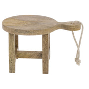Display Riser with Cutting Board Shape Round Mango Wood - 9 2/5"L x 61/2"W x 5 4/5"H by HUBERT – Wood, Natural, Model 40621
