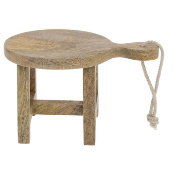 Display Riser with Cutting Board Shape Round Mango Wood - 9 2/5"L x 61/2"W x 5 4/5"H by HUBERT – Wood, Natural, Model 40621