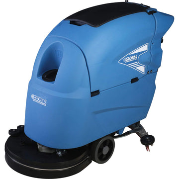Automatic Self-Propelled Walk-Behind Floor Scrubber by Global Industrial – 21.67"W x 40.56"H, 15.0 gallons, Plastic, Blue, Model T55/50 BT