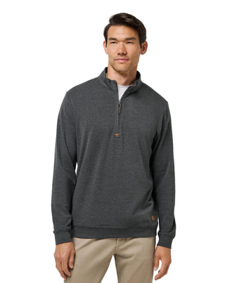Mens Cloud Sweater 1/4 Zip by TravisMathew – X-Large, Cotton Blend, Heather Black, Model A42356