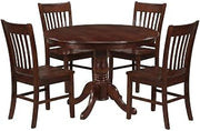 Furnifact Solid Wood Drop-Leaf Round Kitchen Table 5 Piece Set with 4 Ladder-Back Chairs, Small Dining Table Set for Breakfast Nook