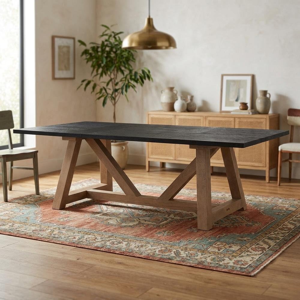 Brown Rectangular Solid Wood Dining Table with Two-Tone Finish by Starlight Canyon Home – Solid Wood, Brown
