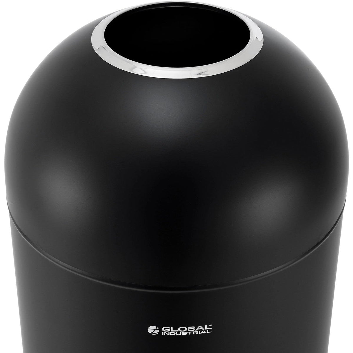 Steel Round Open-Top Dome Lid Indoor Trash Can with by Global Industrial – 15.0 gallons, Steel, Black, Model EK9639P