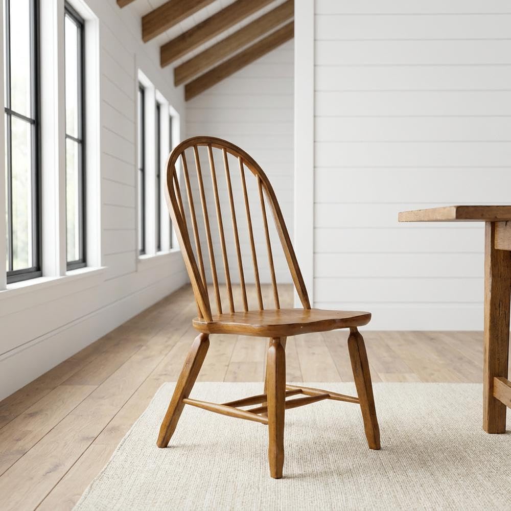 Rubberwood Solid Wood Bow-Back Side Chair by Starlight Canyon Home – Solid + Manufactured Wood, Brown