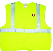 MCR Safety FRMCL2LX3 Class 2 Solid Modacrylic Fabric Vest with 3M 2-Inch Silver Stripe and Adjustable Closure, Fluorescent Lime, 3X-Large