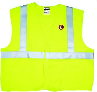 MCR Safety FRMCL2LX3 Class 2 Solid Modacrylic Fabric Vest with 3M 2-Inch Silver Stripe and Adjustable Closure, Fluorescent Lime, 3X-Large