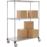 Open Sided Wire Exchange Truck by Nexel – 48"L x 24"W x 69"H, 12-Gauge Steel, Chrome, Model 558813A