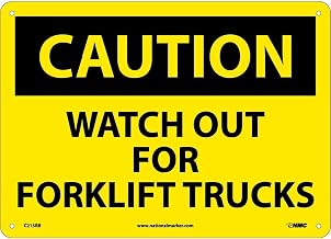 Caution Watch Out Forklift Trucks Sign- Rigid Plastic 10"H X 14"W