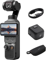DJI Osmo Pocket 4 Essential Combo,Vlogging Camera | 107GB Storage, Handle with 1/4″ Thread, 1″ CMOS, 4K/240fps, 3‑Axis Stabilization, 2× Lossless Zoom, 14‑Stop Dynamic Range