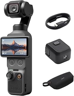 DJI Osmo Pocket 4 Essential Combo,Vlogging Camera | 107GB Storage, Handle with 1/4″ Thread, 1″ CMOS, 4K/240fps, 3‑Axis Stabilization, 2× Lossless Zoom, 14‑Stop Dynamic Range