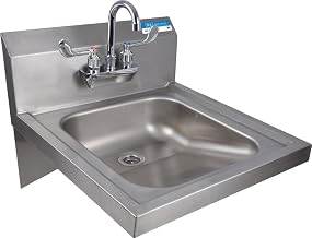 BK Resources BKHS-ADA-S-P-G Wall Mounted Stainless Steel ADA Compliant Hand Sink with 3.5" Gooseneck Splash Mount Faucet, 14"x 16" Bowl Size, 17.25" Height, 22" Width, 20" Length