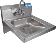 BK Resources Wall Mounted Stainless Steel ADA Compliant Hand Sink with 3.5" Gooseneck Splash Mount Faucet – Stainless Steel, Model BKHS-ADA-S-P-G