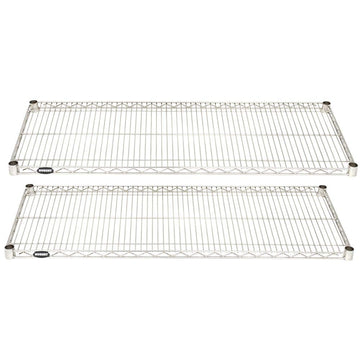 Soft Silver Wire Shelf Pack - 48" L x 18" D x 1" H by HUBERT – Alloy Steel, Silver, Pack of 2, Model A1848-TA