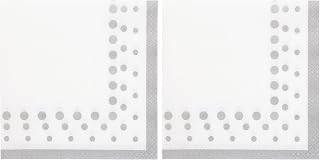 Creative Converting 317849 Sparkle and Shine Silver Paper Lunch Luncheon Napkins, 6.5" x 6.5", Silver & White (Pack of 2)