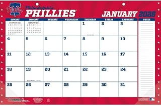 Lang Companies, MLB Philadelphia Phillies Small 2026 Desk Pad, 11'' X 17'', 12-Month Calendar with Adhesive Binding