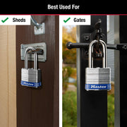 Outdoor Padlock with Key by Master Lock – 1-1/2" shackle, Alloy Steel, Steel, Model 3DLF