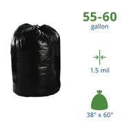Stout by 55-60 Gallon Heavy Duty Total Recycled Content (TRC) Trash Bags by ENVISION – 1 Count (Pack of 100), 60.0 gallons, Plastic, Brown, Pack of 100
