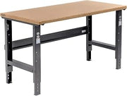 Global Industrial Adjustable Height Workbench C-Channel Leg, 60" W x 30" D | 1-1/2" Shop Top Safety Edge, 2000 Lbs Capacity, Black Frame, Industrial Workbench
