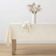 French Perle Solid Rectangle Tablecloth by Lenox – 84" x 60" (Rectangular), Polyester, Natural