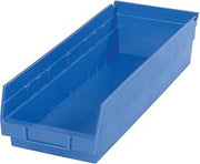 Nestable Shelf Storage Bin, Plastic, 6-5/8"W X 17-7/8" D X 4" H, Blue - Lot of 12
