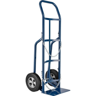 Single Cylinder Hand Truck with Curved Handle by Global Industrial – 17"L x 20"W x 47"H, Alloy Steel, Blue, Model QGR002CT