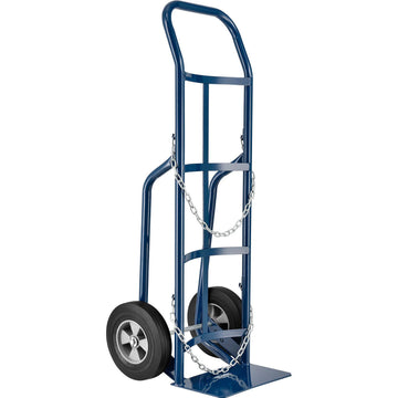 Single Cylinder Hand Truck with Curved Handle by Global Industrial – 17"L x 20"W x 47"H, Alloy Steel, Blue, Model QGR002CT
