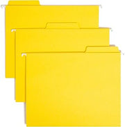 SMEAD FasTab Hanging File Folder, 1/3-Cut Built-in Tab, Letter Size, Yellow, 20 Count (64097)