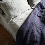 LinenMe Stone Washed Bed Linen Fitted Sheet Silver King 78" x 80" x 15", 100% European Linen, Prewashed, Hand Made