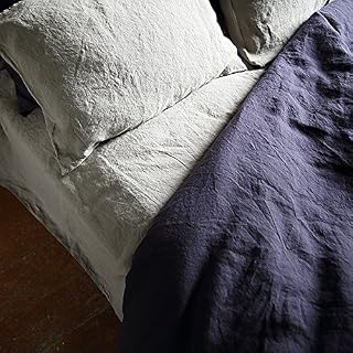 LinenMe Stone Washed Bed Linen Fitted Sheet Silver King 78" x 80" x 15", 100% European Linen, Prewashed, Hand Made