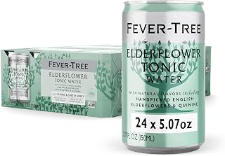 Fever-Tree Elderflower Tonic Water – Premium Mixer for Cocktails and Mocktails, 24 x 5.1 fl oz Cans – Naturally Sourced, Non-GMO