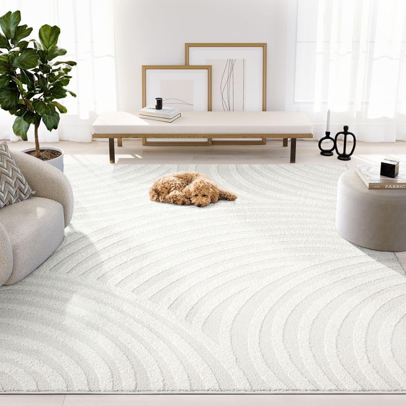 Nomad Cream Tone-on-Tone Area Rug 2' x 3' for Living Room by Abani – 2x3, Polypropylene, Cream