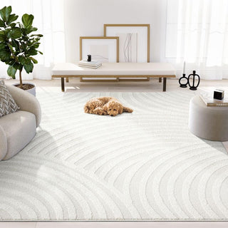 Nomad Cream Tone-on-Tone Area Rug 2' x 3' for Living Room by Abani – 2x3, Polypropylene, Cream