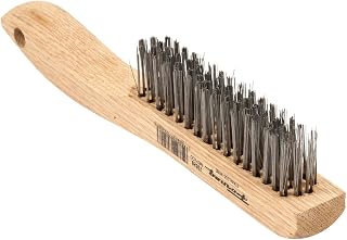 Forney 70520 Wire Scratch Brush, Stainless Steel with Wood Shoe Handle, 10-1/4-Inch-by-.013-Inch