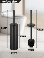 Toilet Brush and Holder Set by HIQTEK – Black-19, Model HB-LM01-Black-VINE-19