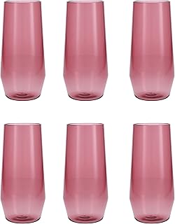 Fortessa Sole Outdoor Shatter Resistant BPA Free Premium Copolyester Plastic Drinkware 6 Pack, Rose Red, Iced Tea Glass