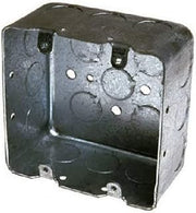 Hubbell-Raco 683 Two-Device Switch, 4-Inch. Square Box 2-1/8-Inch Deep, 1/2-Inch and 3/4-Inch Side Knockouts, Drawn, Gray Finish (1 Count - Gray Finish)