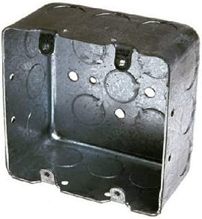 Hubbell-Raco 683 Two-Device Switch, 4-Inch. Square Box 2-1/8-Inch Deep, 1/2-Inch and 3/4-Inch Side Knockouts, Drawn, Gray Finish (1 Count - Gray Finish)