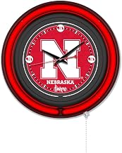Holland Bar Stool Clk15BKNebrUn NCAA 15 in. Dia. University of Nebraska Double Neon Wall Clock Black