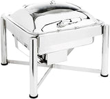 Eastern Tabletop 3954GS Induction Chafer - 6 Quart, Square, Stainless Steel with Hinged Glass Dome Cover Lid Chafing Dish - Attractive Design, Perfect for Weddings, Parties, and Buffets